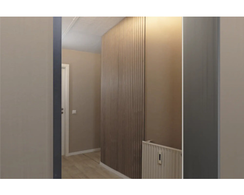 Couloir avec panneaux muraux et radiateur