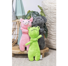 Plüschfigurenset mit Schwein, Koala und Frosch auf einem Tisch