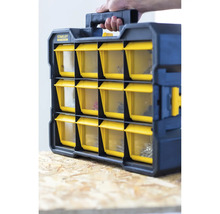 Boîte de rangement Stanley Fatmax avec poignée de transport et compartiments transparents pour petites pièces