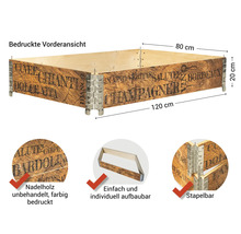 Holzkiste mit Aufdruck, 120 x 80 x 20 cm, aus unbehandeltem Nadelholz, stapelbar und einfach aufzubauen