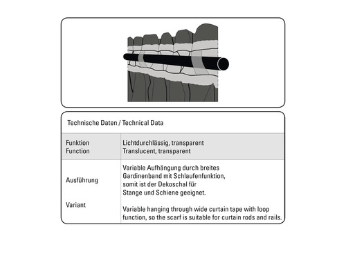 Rail de rideau avec rideau transparent et suspension variable