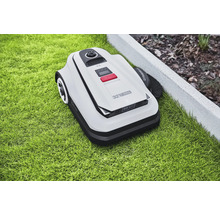 Robot tondeuse à gazon sur pelouse