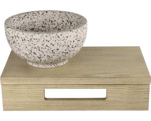 Bol avec motif de terrazzo sur une boîte en bois