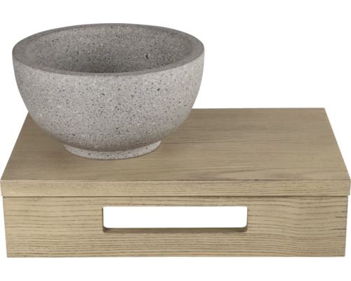 Coupe décorative en pierre sur une boîte en bois