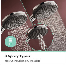 Duschkopf mit drei Strahlarten: RainAir, PowderRain, Massage