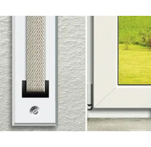 Vue détaillée d'un cadre de fenêtre avec enrouleur de sangle