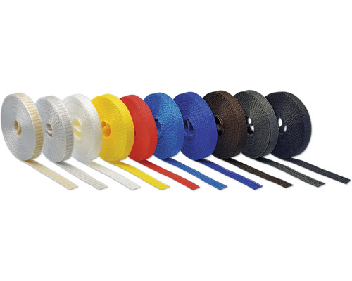 Différents rouleaux de sangle en textile