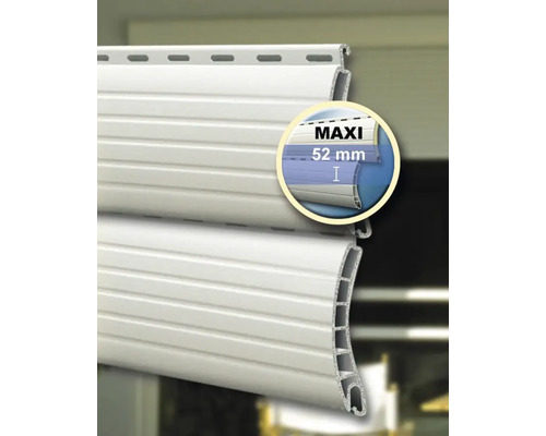 Detailansicht Rollladenprofil Maxi mit einer Deckbreite von 52 Millimetern
