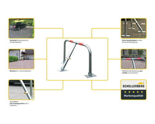 Barrière de stationnement avec marquage réfléchissant et cadenas pour sécuriser les places de parking