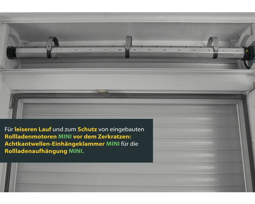 Volet roulant avec arbre octogonal et clip de suspension