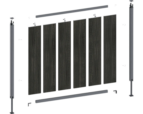 Bausatz für einen Sichtschutzzaun mit Paneelen und Pfosten