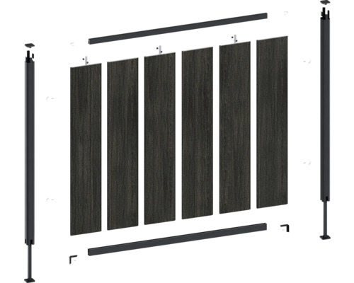 Groupe de construction pour une clôture composée de panneaux avec poteaux et traverses