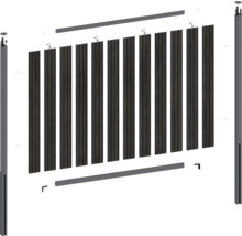 Explosionszeichnung eines Zaunelements mit Zaunpfosten und Lamellen