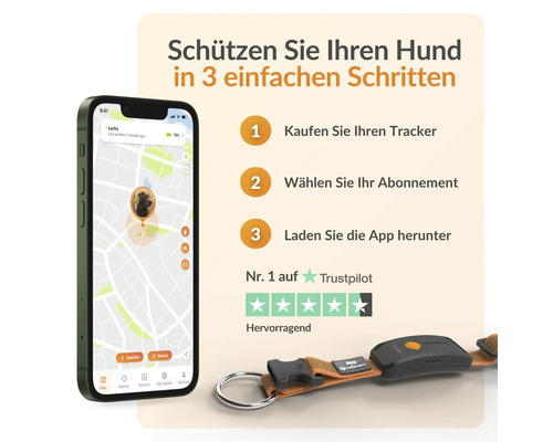 Traceur pour chien Hog Connect avec application smartphone pour le suivi en trois étapes