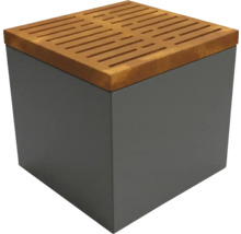 Grauer Pflanzkasten mit Holzaufsatz