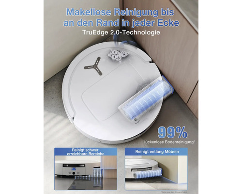 Staubsaugerroboter mit TruEdge 2.0-Technologie reinigt Ecken und Kanten