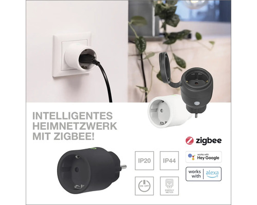 Zigbee Smart Plugs für das intelligente Heimnetzwerk mit IP20 und IP44 Schutzart, Kompatibilität mit Google Assistant und Alexa sowie Energieverbrauchsmessung