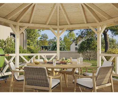 Pavillon de jardin en bois avec table et chaises