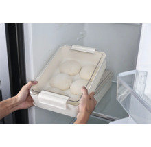 Teigbehälter mit Teiglingen im Kühlschrank