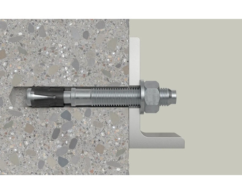 Fixation avec ancrage de boulon dans un mur en béton