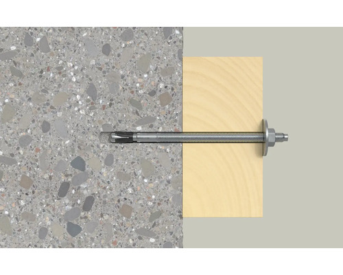 Fixation d'un ancrage de boulon dans le béton et le bois