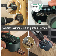 Gabarit de perçage en cours d'utilisation pour des perçages précis dans différents matériaux