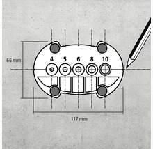 Dessin technique d'un appareil avec les dimensions 66 mm et 117 mm