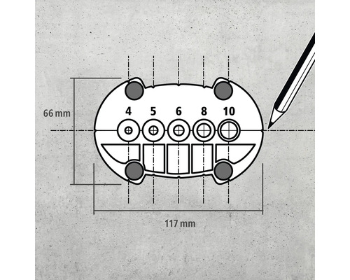 Dessin technique d'un appareil avec les dimensions 66 mm et 117 mm