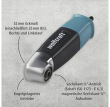 Wolfcraft Winkelvorsatz mit Sechskantaufnahme und kugelgelagertem Getriebe
