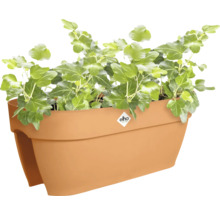 Jardinière de balcon avec du lierre et le logo Elho