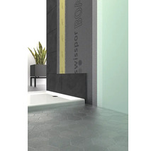Salle de bains avec receveur de douche, panneaux muraux et Swissponsor Board