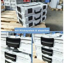 Stapel von Werkzeugkoffern mit Klicksystem