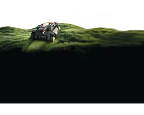 Rasenmähroboter auf Rasenfläche