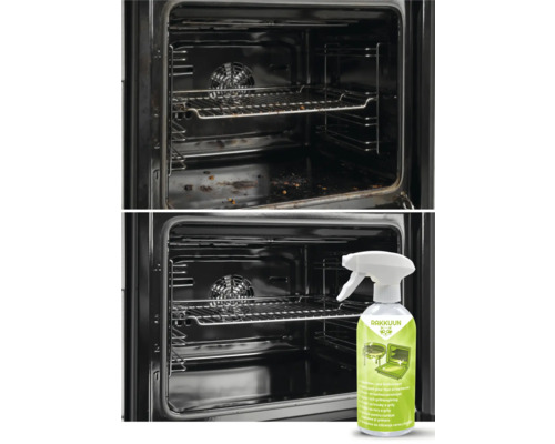 Vorher-Nachher-Ansicht eines Backofens mit Backofen- und Grillreiniger