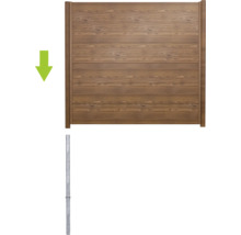 Élément de clôture en bois avec poteau métallique pour le jardin