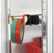 Deux rouleaux de ruban isolant sur un support d'étagère.