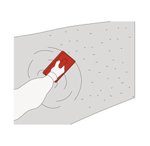 Illustration einer Hand, die mit einer Glättkelle eine Wand verputzt