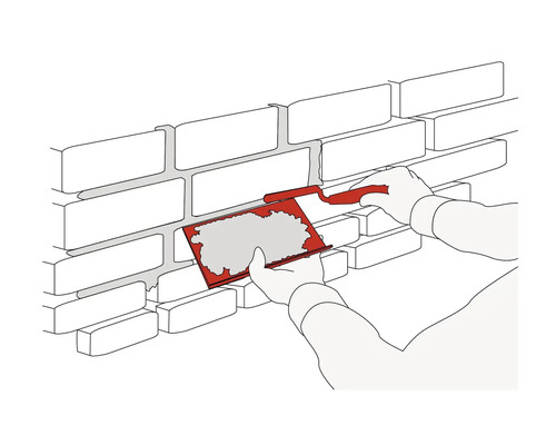 Illustration : les joints d’un mur de briques sont remplis à l’aide d’une truelle à joint