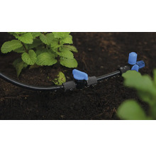 Système d'irrigation avec tuyau d'arrosage et vanne d'arrêt dans le jardin