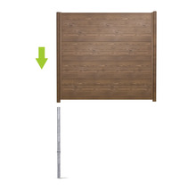 Clôture en bois avec poteaux métalliques pour le jardin