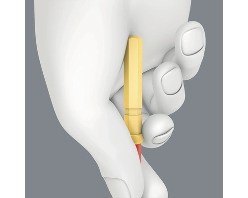 Eine Hand hält einen Schraubendreher.