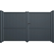 Portail double en aluminium avec poignée et serrure pour le jardin