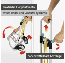 Sackkarre mit Klappmechanismus und höhenverstellbaren Griffbügeln.