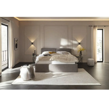 Chambre lumineuse avec lit double, tapis et éclairage indirect pour une atmosphère agréable