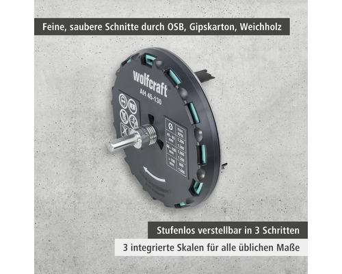 Wolfcraft Coupe-cercle AH 45-130 pour perceuses