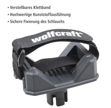 Support de tuyau Wolfcraft en plastique avec bande velcro réglable pour une fixation sûre du tuyau