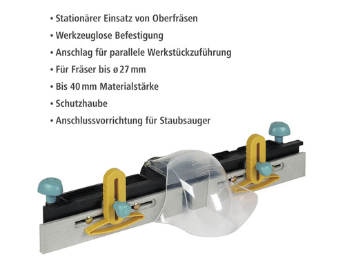 Butée pour défonceuse avec capot de protection et aspiration de poussière