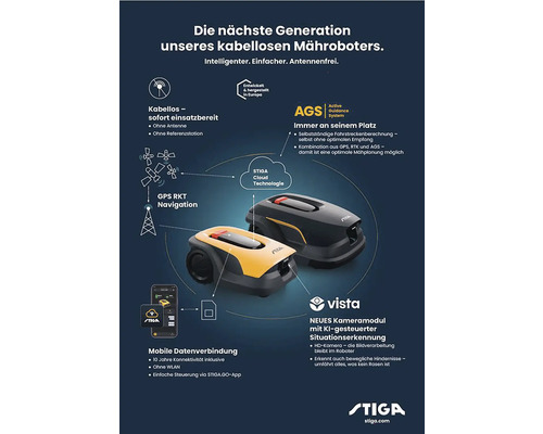Robots tondeuses sans fil avec navigation GPS RKT et connexion de données mobile de Stiga.