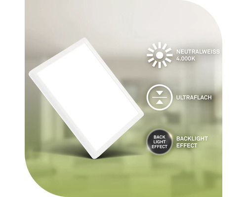 LED-Panel mit neutralweissem Licht, 4000 Kelvin, ultraflach und mit Hintergrundbeleuchtung