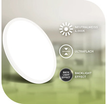 Flache LED Lampe mit neutralweissem Licht und Hintergrundbeleuchtung